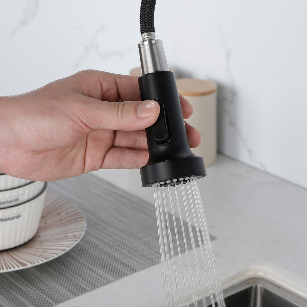 Solid Brass Single Handle Single Rod Downward Spring Kitchen Sink Faucet
