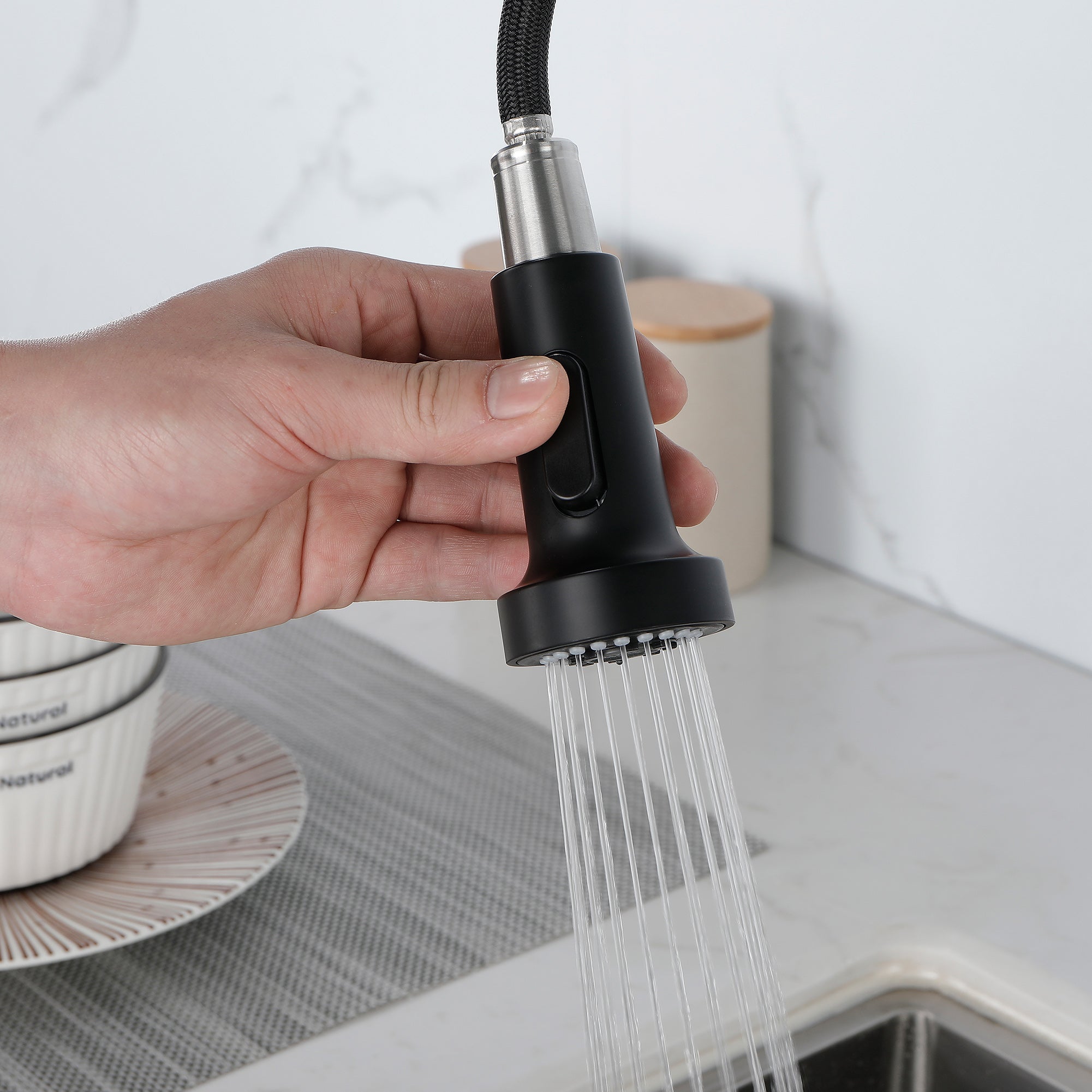 Solid Brass Single Handle Single Rod Downward Spring Kitchen Sink Faucet