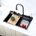 Pull-out Facuet Single Bowl Sink Kitchen Vegetable Sink 304 Whale Waterfall Sink Stainless Steel Dish Sink Vegetable Sink Household Vegetable Washing Basin